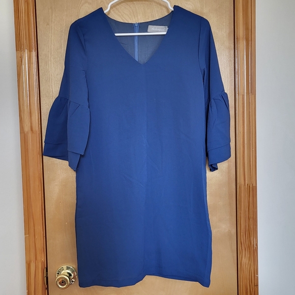 NWT Navy Bell Sleeve Shift Dress - Picture 2 of 5